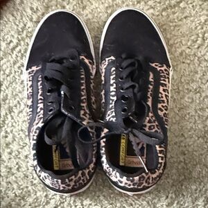 Vans Black and Pink Leopard Women's Sneakers